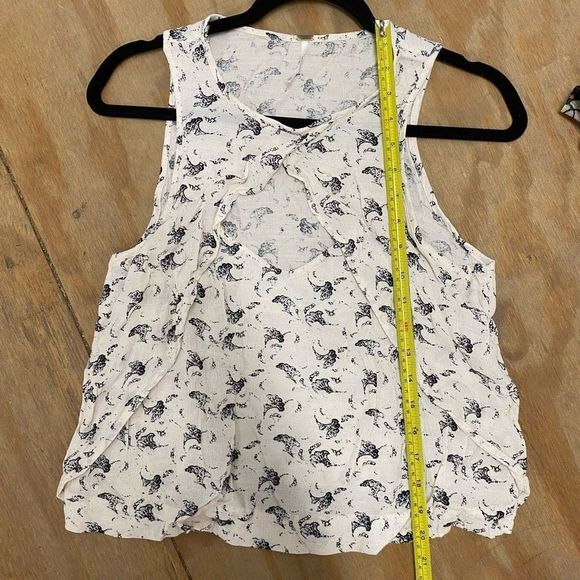 Free People Crinkle Printed Look Through Top in Tea Combo, Size XS, MSRP $68 - Picture 9 of 10